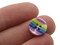 10 13mm Rainbow Striped with Pink Ends Resin Flat Round Plastic Four Hole Buttons